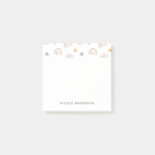 Niedliche Watercolor Pastell Rainbow Cloud Stars Post-it Klebezettel