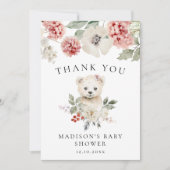 Niedliche Watercolor Polar Bear Winter Babydusche Dankeskarte (Vorderseite)