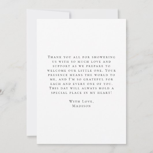 Niedliche Watercolor Polar Bear Winter Babydusche Dankeskarte (Rückseite)