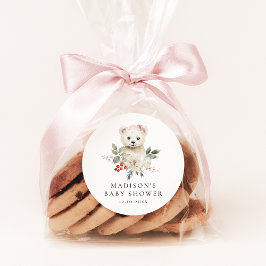 Niedliche Watercolor Polar Bear Winter Babydusche Runder Aufkleber