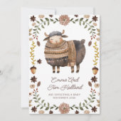 Niedliche Watercolor Sheep Schwangerschaft Ankündigung (Vorderseite)