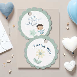 Niedliche Watercolor Star Boy Baby Dusche Geschenkanhänger