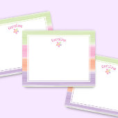 Niedliche Watercolor Streifen Blume Ostern Frühjah Mitteilungskarte