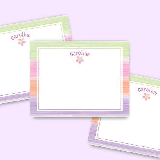 Niedliche Watercolor Streifen Blume Ostern Frühjah Mitteilungskarte