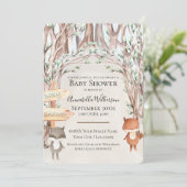 Niedliche Watercolor Woodland Baby Animes Einladung (Stehend Vorderseite)