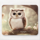 Niedliche Waterfarbe Owl Mouse Pad mit Namen Mousepad (Vorne)