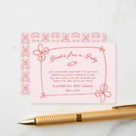 Niedliche Wavy Bow Frame Babydusche Begleitkarte