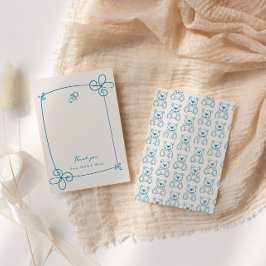 Niedliche Wavy Bow Frame Babydusche Dankeskarte