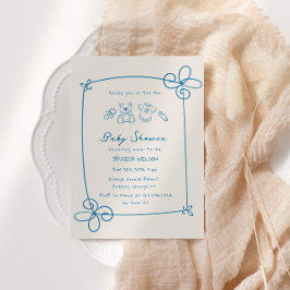 Niedliche Wavy Bow Frame Babydusche Einladung