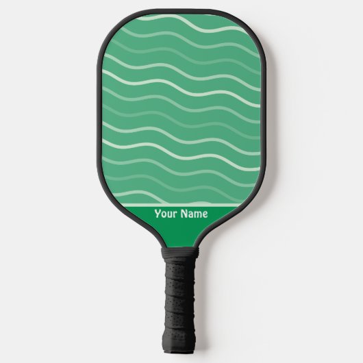 Niedliche Wavy Lines Stripes Green Pickleball Padd Schläger (Rückseite)