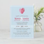 NIEDLICHE WEDD INVITE Modernes Fingerabdruck Blau Einladung (Stehend Vorderseite)
