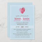 NIEDLICHE WEDD INVITE Modernes Fingerabdruck Blau Einladung (Vorne/Hinten)