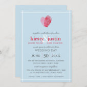 NIEDLICHE WEDD INVITE Modernes Fingerabdruck Blau Einladung (Vorne/Hinten)