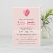 NIEDLICHE WEDD INVITE Modernes Fingerabdruckherz p Einladung (Stehend Vorderseite)