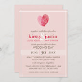 NIEDLICHE WEDD INVITE Modernes Fingerabdruckherz p Einladung (Vorne/Hinten)