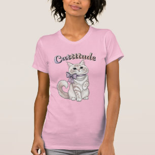 Niedliche weibliche "Cattitude" Katze T - Shirt