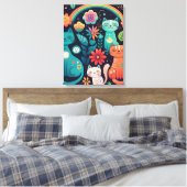 Niedliche weibliche farbenfrohe Boho Style Katzen  Leinwanddruck (Insitu (Schlafzimmer))