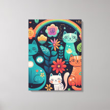 Niedliche weibliche farbenfrohe Boho Style Katzen 