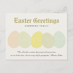 NIEDLICHE WEICHE SUBTLE PASTEL EASTER EIER PERSONA FEIERTAGSPOSTKARTE