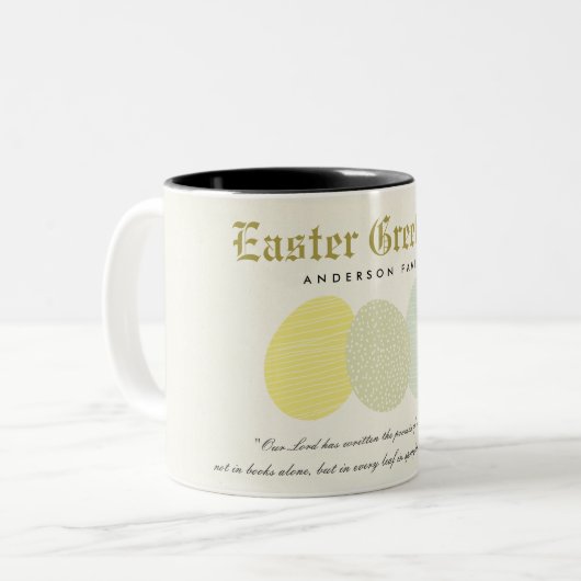 NIEDLICHE WEICHE SUBTLE PASTEL EASTER EIER PERSONA ZWEIFARBIGE TASSE (Vorderseite Links)