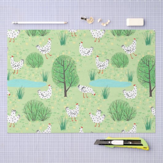 Niedliche Weichtennishühner Wiesenwiesen Seidenpapier (Handwerk)