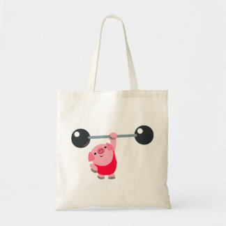 Niedliche Weightlifting-Cartoon-Schwein-Tasche Tragetasche