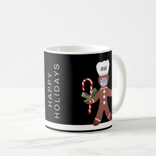 Niedliche Weihnachten 2020 Lebkuchenmann in Gesich Kaffeetasse (VorderseiteRechts)