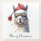 Niedliche Weihnachten Alpaca, Brauch Glasuntersetzer (Vorderseite)