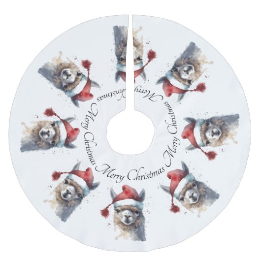 Niedliche Weihnachten Alpaca, Brauch Polyester Weihnachtsbaumdecke (Vorderseite)