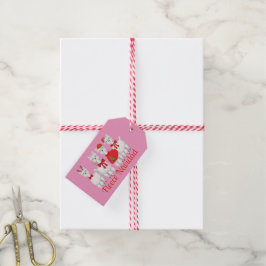 Niedliche Weihnachten Alpaca mit Holly in Pink Geschenkanhänger