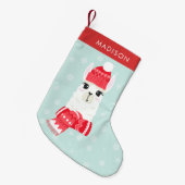 Niedliche Weihnachten Alpaca Personalisiert Kleiner Weihnachtsstrumpf (Vorderansicht (hängend))