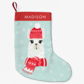 Niedliche Weihnachten Alpaca Personalisiert Kleiner Weihnachtsstrumpf (Vorderseite)