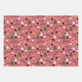 Niedliche Weihnachten auf dunkelrosa Geschenkpapier Set (Vorderseite 2)
