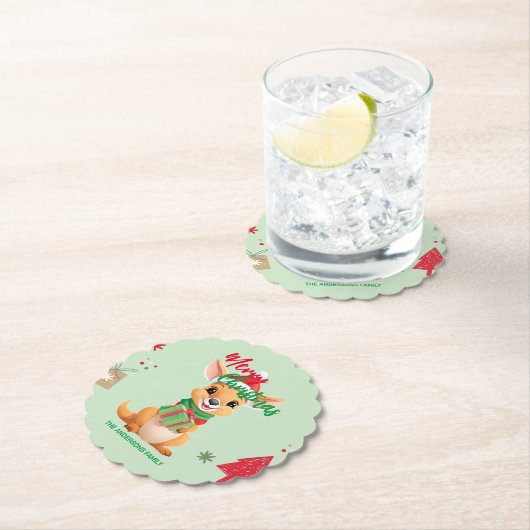 Niedliche Weihnachten Baby Kangaroo Santa Scarf Al Untersetzer (Vor Ort)