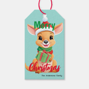Niedliche Weihnachten Baby Kangaroo Santa Scarf Geschenkanhänger