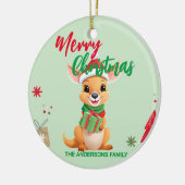 Niedliche Weihnachten Baby Kangaroo Santa Scarf Keramik Ornament (Links)