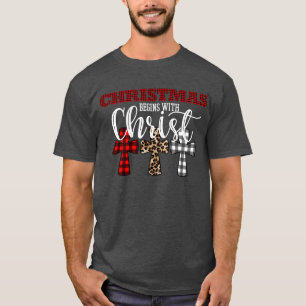Niedliche Weihnachten beginnt mit Christus Religi T-Shirt