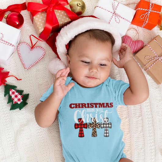 Niedliche Weihnachten beginnt mit Christus Religiö Baby Strampler