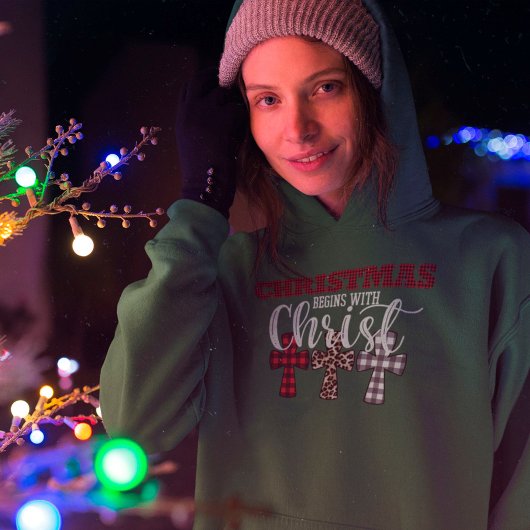 Niedliche Weihnachten beginnt mit Christus Religiö Hoodie