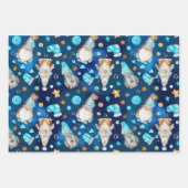 Niedliche Weihnachten Blaue Skandinavier Gnomes Geschenkpapier Set (Vorderseite)