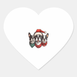 Niedliche Weihnachten Boston Terrier Dogs Weihnach Herz-Aufkleber