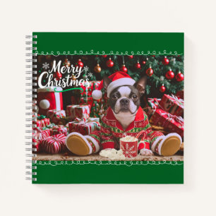 Niedliche Weihnachten Boston Terrier Pajamas Perso Notizblock