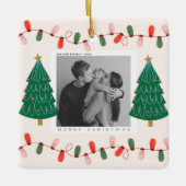 Niedliche Weihnachten Familienurlaub Foto Weihnach Keramikornament (Vorderseite)