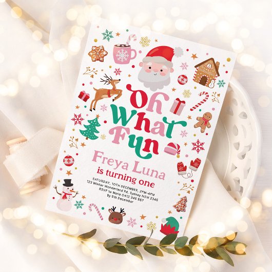 Niedliche Weihnachten Geburtstag Oh, was Spaß Mädc Einladung