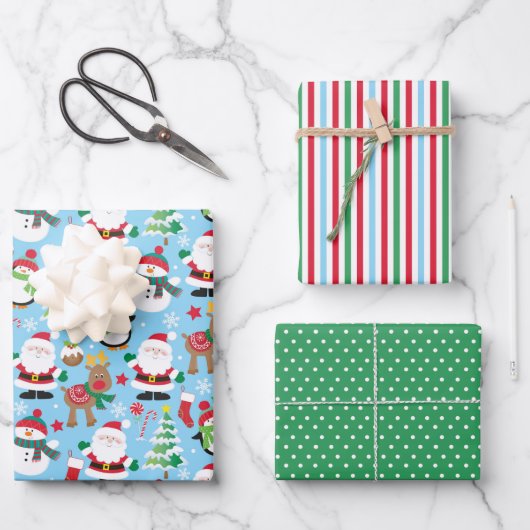 Niedliche Weihnachten Geschenkpapier Set (Vorderseite)