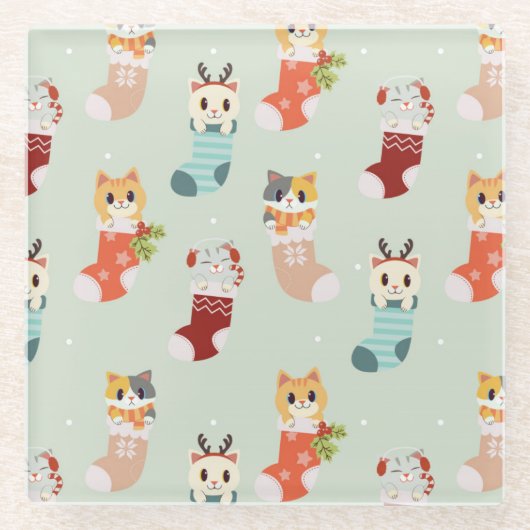 Niedliche Weihnachten Glasuntersetzer (Vorderseite)