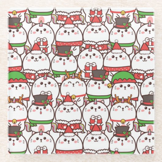 Niedliche Weihnachten Glasuntersetzer (Vorderseite)