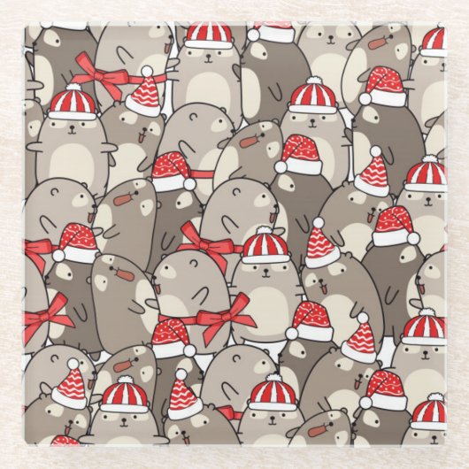 Niedliche Weihnachten Glasuntersetzer (Vorderseite)