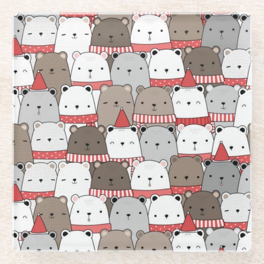 Niedliche Weihnachten Glasuntersetzer (Vorderseite)