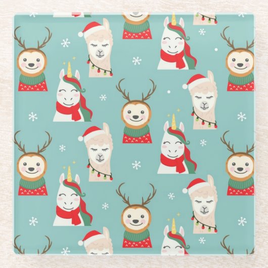 Niedliche Weihnachten Glasuntersetzer (Vorderseite)